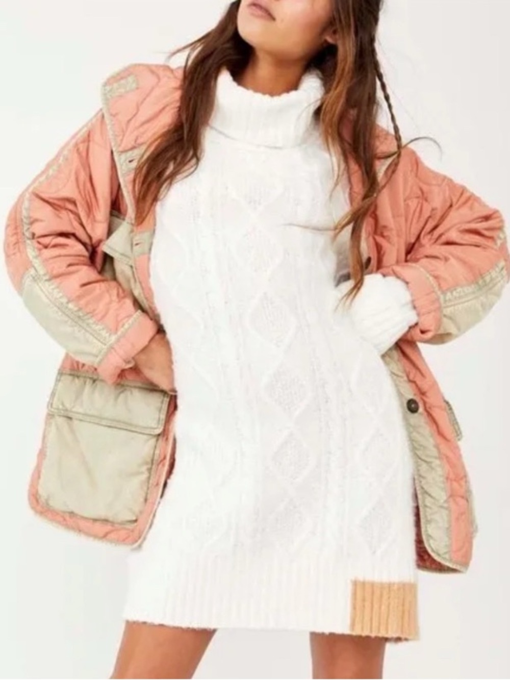Free People Forever Cable Pullover Sweater Dress Xs/S